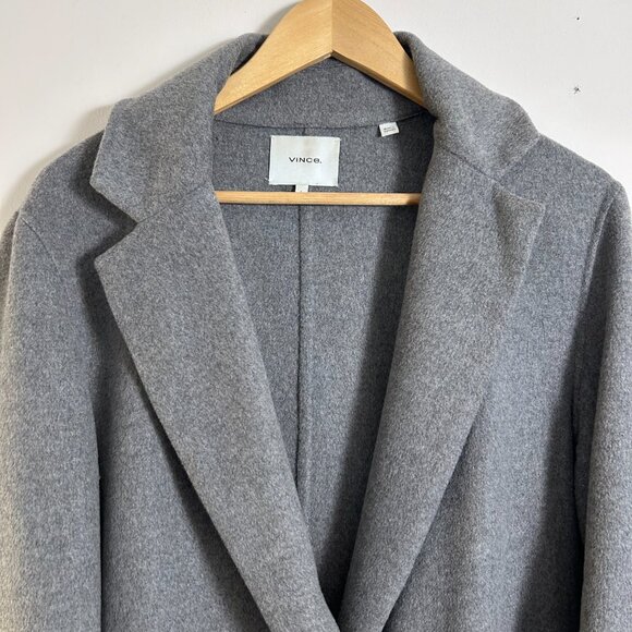 Vince Classic Wool Blend Open Front Coat in heather gray women's Large - Picture 3 of 10